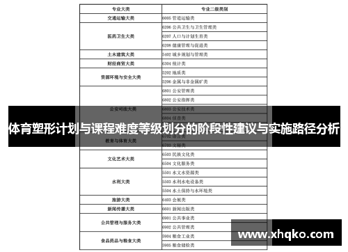体育塑形计划与课程难度等级划分的阶段性建议与实施路径分析